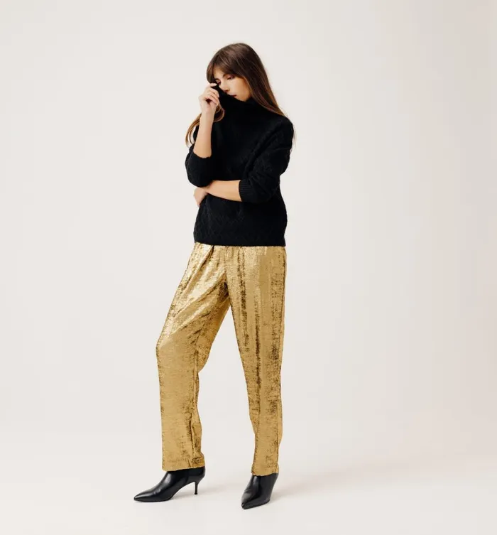 Women Gold Lam Trousers 8211 Gold Promod Trousers Women Gold Lam Trousers 8211 Gold Promod Trousers