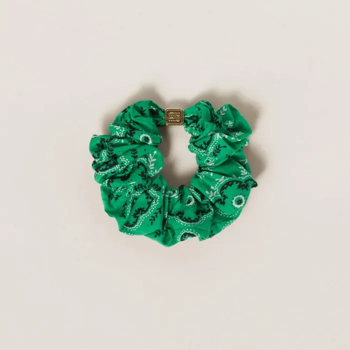 Women Headbands And Hair Accessories Miu Miu Cotton Poplin Scrunchie Green