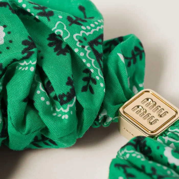 Women Headbands And Hair Accessories Miu Miu Cotton Poplin Scrunchie Green