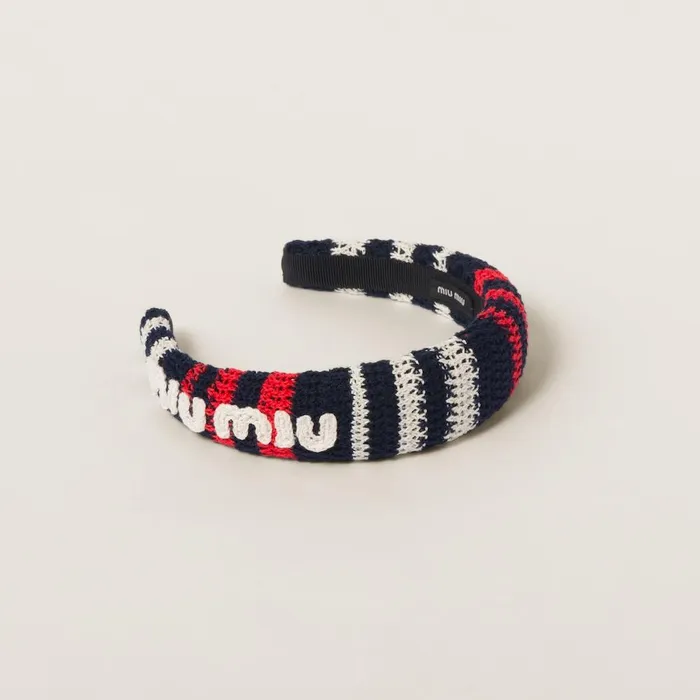 Women Headbands And Hair Accessories Miu Miu Crochet Headband Blueredwhite