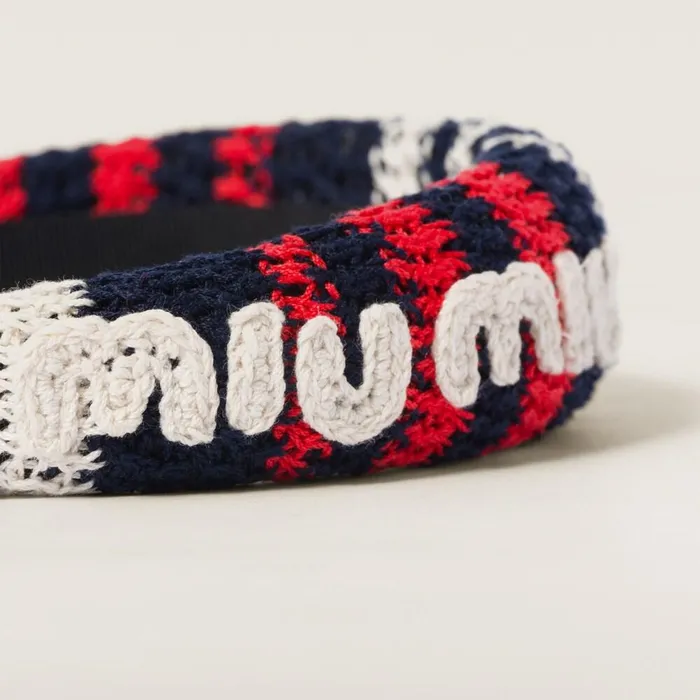 Women Headbands And Hair Accessories Miu Miu Crochet Headband Blueredwhite Women Headbands And Hair Accessories Miu Miu Crochet Headband Blueredwhite