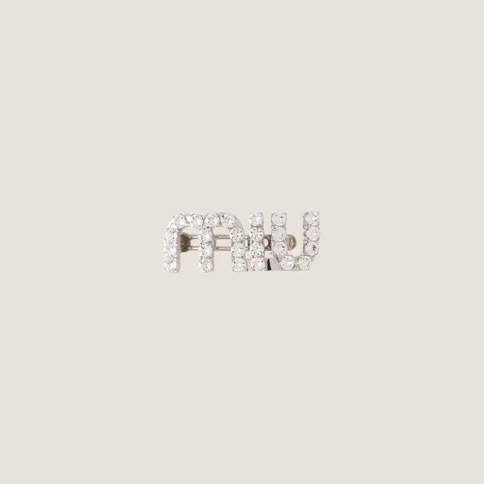 Women Headbands And Hair Accessories Miu Miu Hair Clip With Crystals Steelcrystal