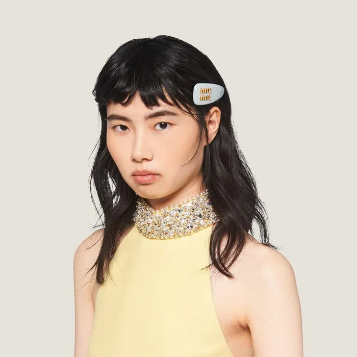 Women Headbands And Hair Accessories Miu Miu Patent Leather Hair Clip Cornflower Women Headbands And Hair Accessories Miu Miu Patent Leather Hair Clip Cornflower