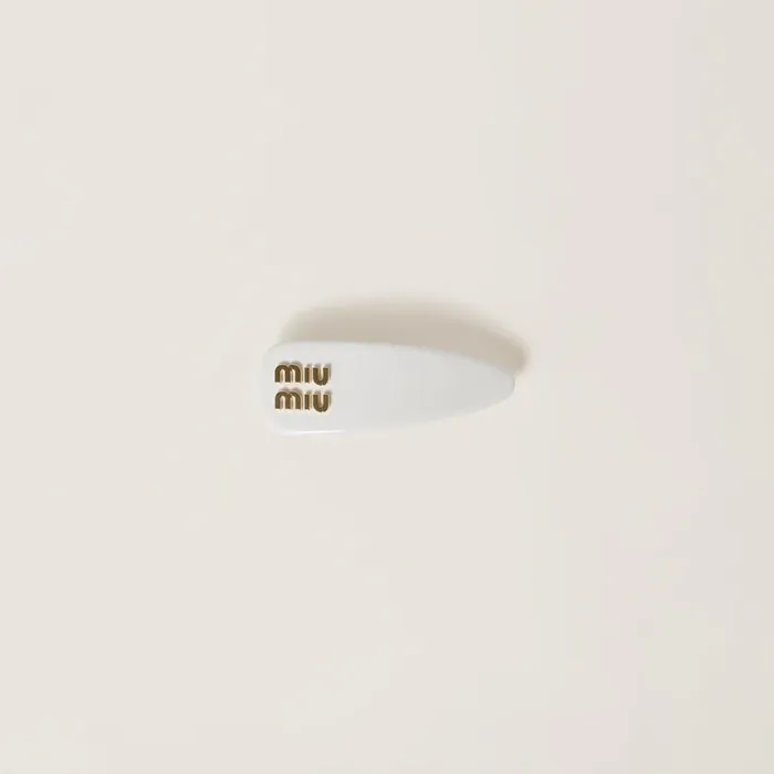 Women Headbands And Hair Accessories Miu Miu Patent Leather Hair Clip White