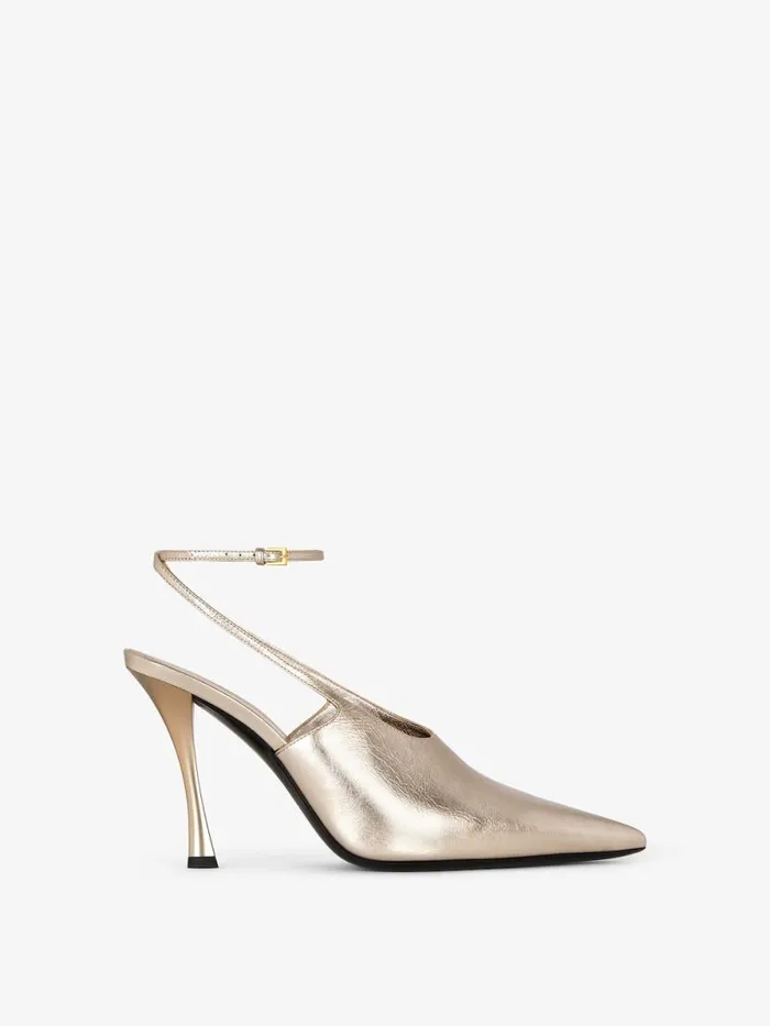 Women Heels Givenchy Show Slingbacks In Laminated Leather Dusty Golden