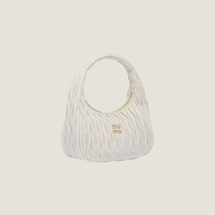 Women Hobo Bags Miu Miu Wander Matelass Nappa Leather Hobo Bag White Women Hobo Bags Miu Miu Wander Matelass Nappa Leather Hobo Bag White