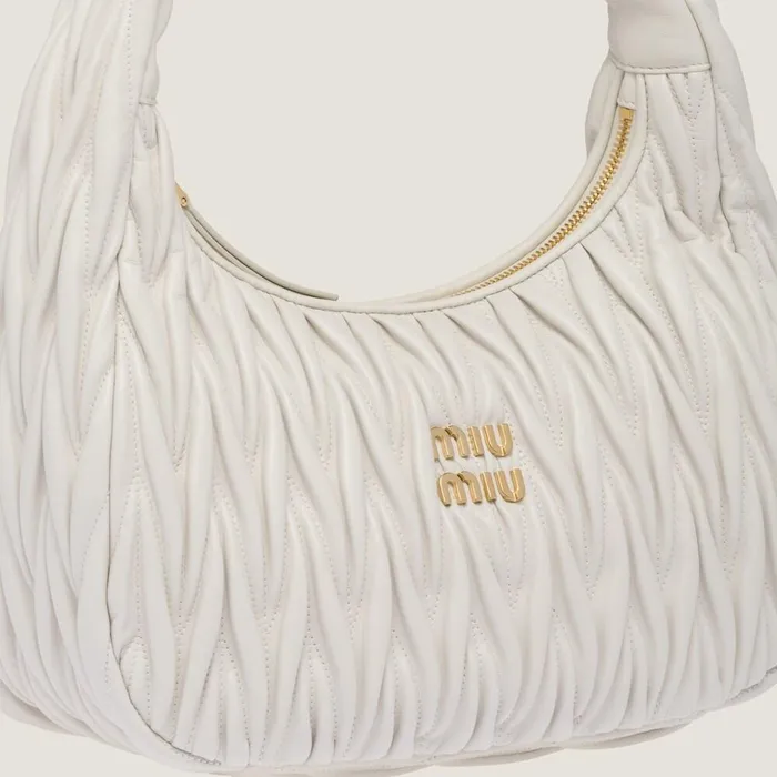 Women Hobo Bags Miu Miu Wander Matelass Nappa Leather Hobo Bag White Women Hobo Bags Miu Miu Wander Matelass Nappa Leather Hobo Bag White