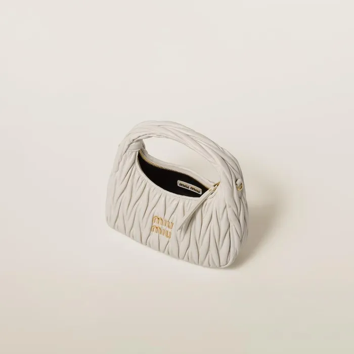 Women Hobo Bags Miu Miu Wander Matelass Nappa Leather Hobo Bag White Women Hobo Bags Miu Miu Wander Matelass Nappa Leather Hobo Bag White