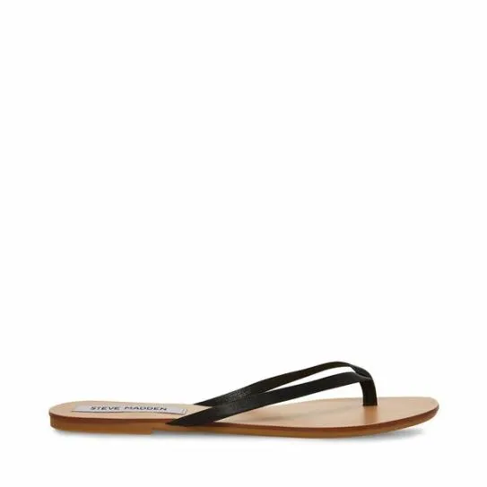 Women IMAGE BLACK LEATHER Black Leather Steve Madden Sandals