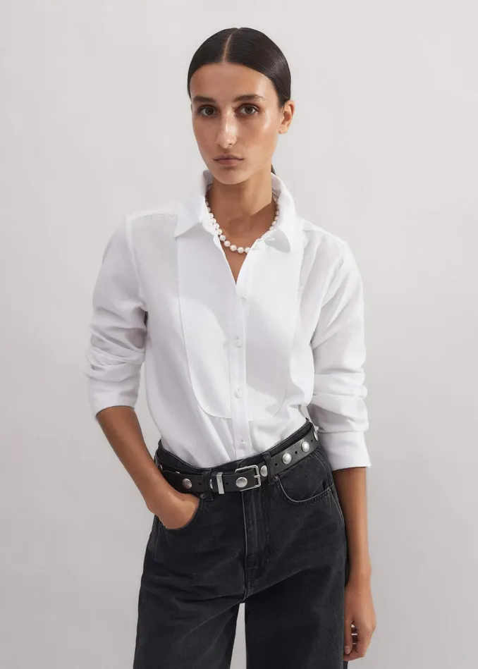 Women Impossibly Soft Forever Tux Shirt White MEEM