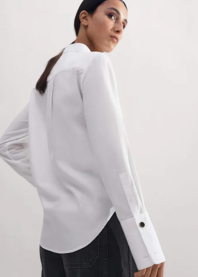 Women Impossibly Soft Forever Tux Shirt White MEEM