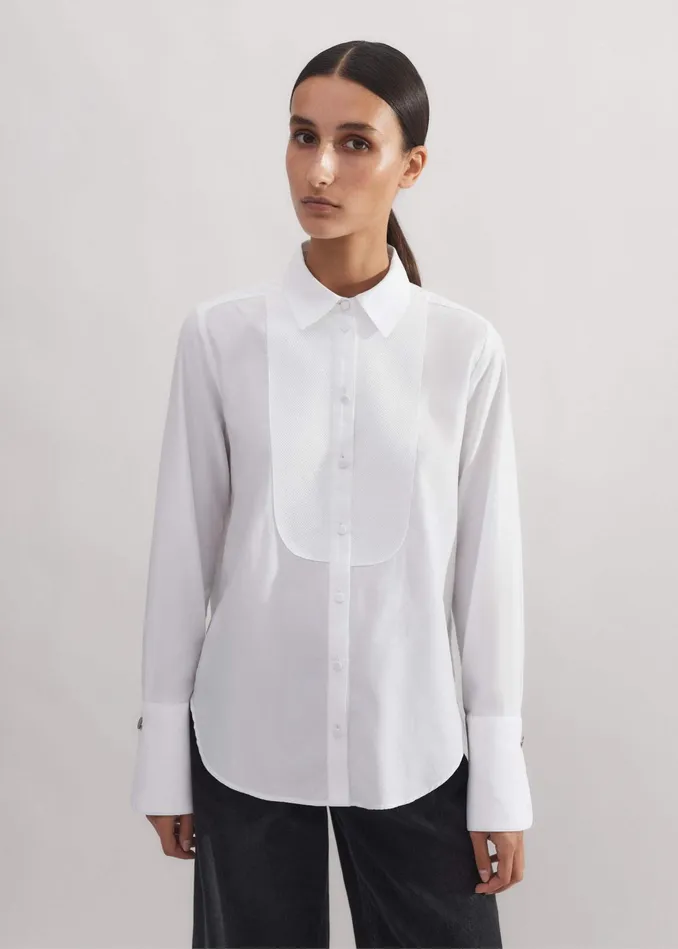 Women Impossibly Soft Forever Tux Shirt White MEEM