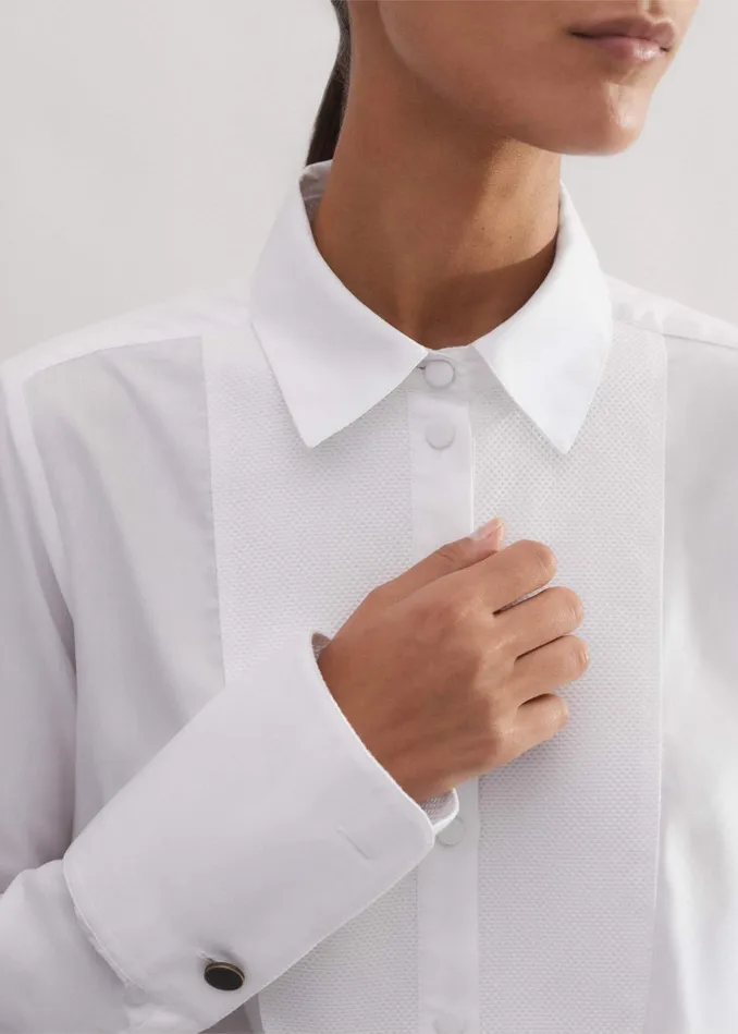 Women Impossibly Soft Forever Tux Shirt White MEEM