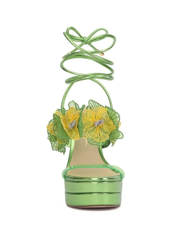 Women Iyla Flower Double Platform Sandal In Green Jessica Simpson Platforms