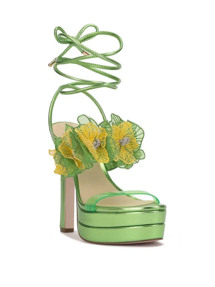 Women Iyla Flower Double Platform Sandal In Green Jessica Simpson Platforms