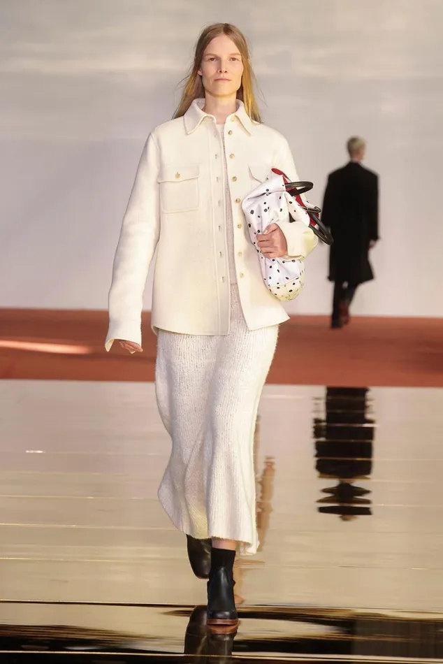 Women Jackets and Coats Gabriela Hearst John Austin Overshirt In Ivory DoubleFace Recycled Cashmere Felt