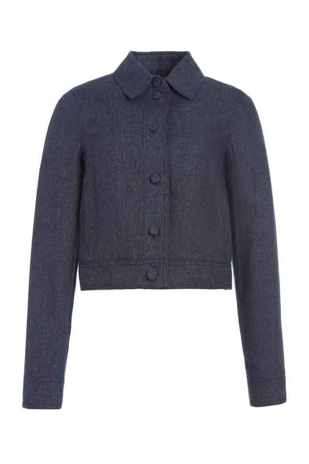 Women Jackets and Coats Gabriela Hearst Thereza Jacket In Navy Linen Virgin Wool