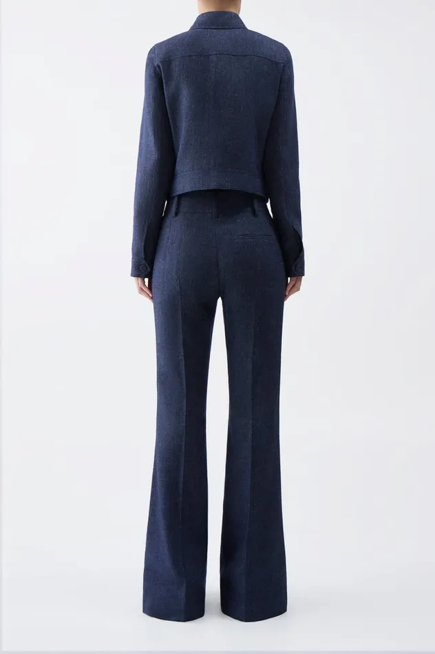 Women Jackets and Coats Gabriela Hearst Thereza Jacket In Navy Linen Virgin Wool