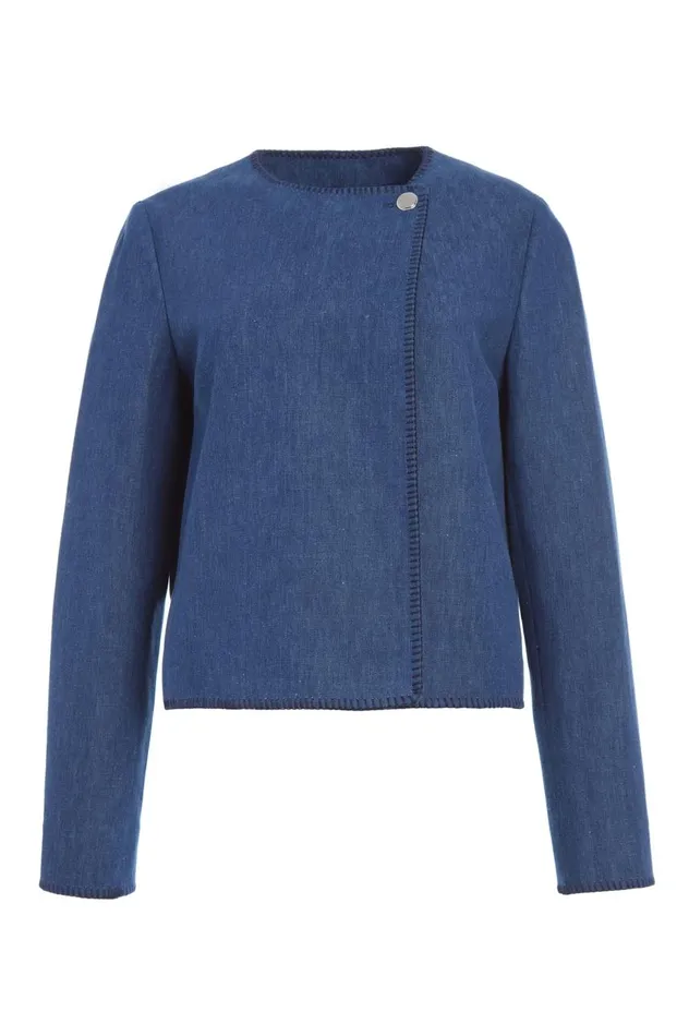 Women Jackets and Coats Gabriela Hearst Wyn Jacket In Recycled Denim Linen