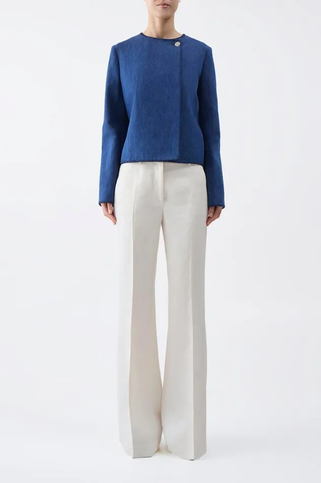 Women Jackets and Coats Gabriela Hearst Wyn Jacket In Recycled Denim Linen