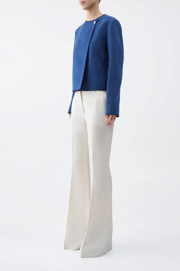 Women Jackets and Coats Gabriela Hearst Wyn Jacket In Recycled Denim Linen