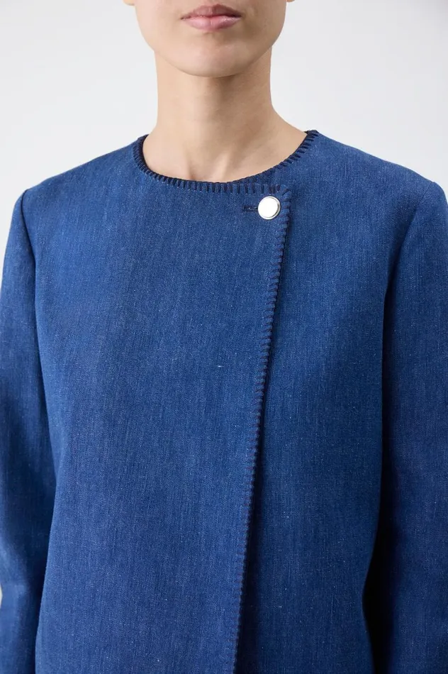 Women Jackets and Coats Gabriela Hearst Wyn Jacket In Recycled Denim Linen