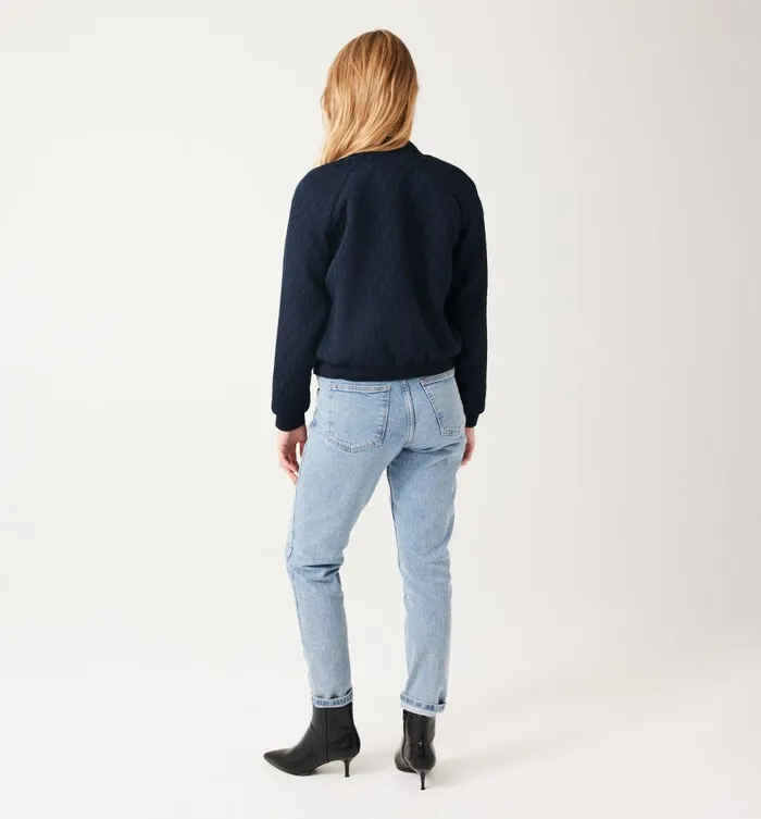 Women Jacquard Bomber Jacket 8211 Navy Blue Promod Jackets Women Jacquard Bomber Jacket 8211 Navy Blue Promod Jackets