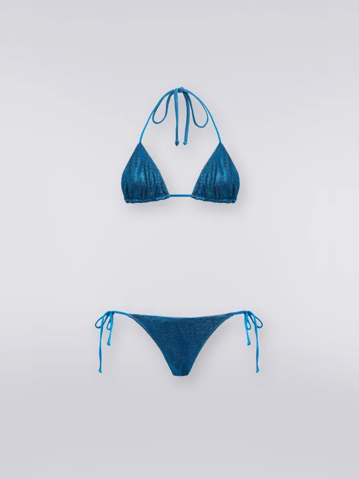 Women Jacquard Viscose Knit Bikini Blue Missoni Swimsuits