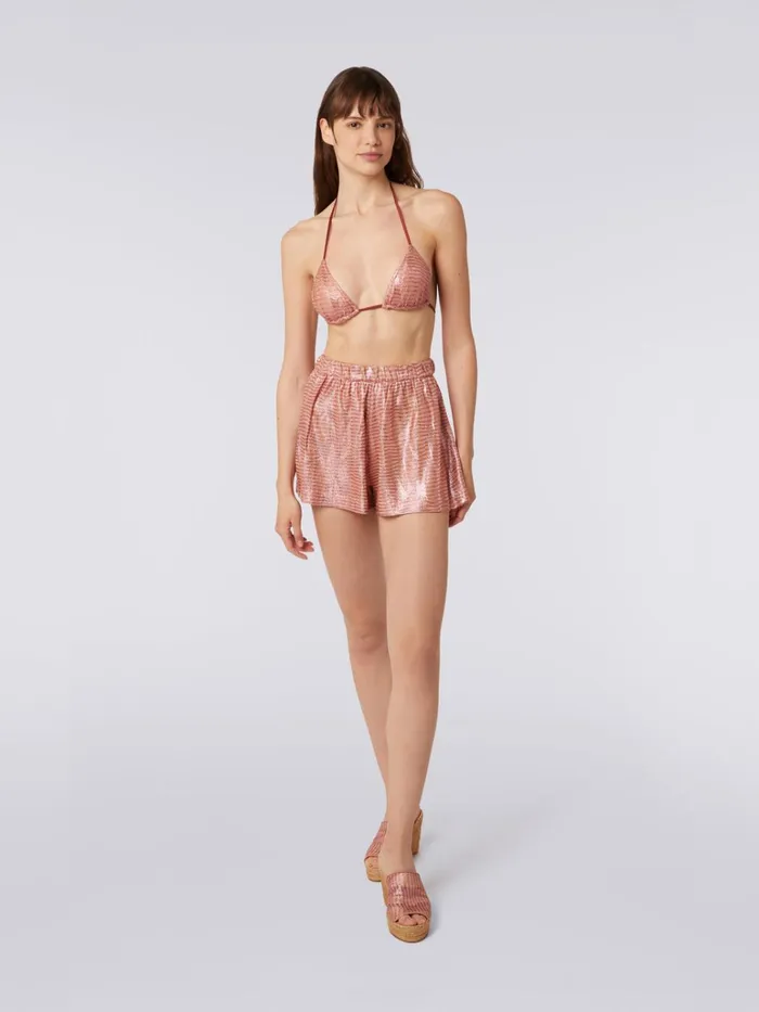 Women Jacquard Viscose Knit Shorts Pink Missoni Trousers Women Jacquard Viscose Knit Shorts Pink Missoni Trousers