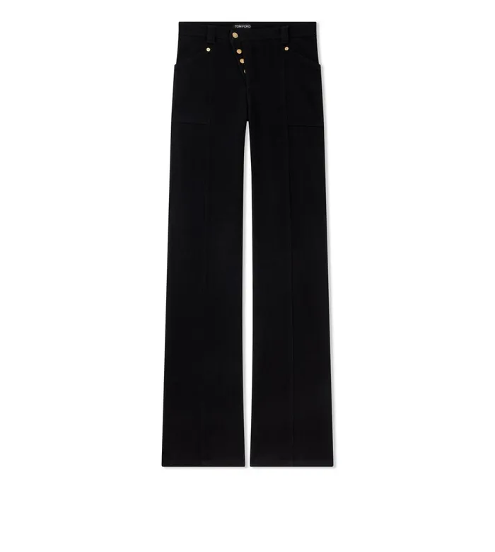 Women Jeans Tom Ford Comfort Denim Wide Leg Pants Black