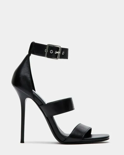 Women JELENA BLACK LEATHER Black Leather Steve Madden Heels