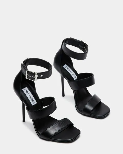 Women JELENA BLACK LEATHER Black Leather Steve Madden Heels Women JELENA BLACK LEATHER Black Leather Steve Madden Heels