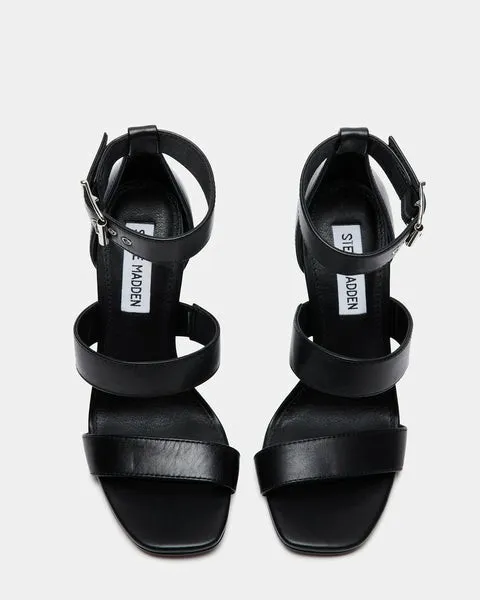 Women JELENA BLACK LEATHER Black Leather Steve Madden Heels Women JELENA BLACK LEATHER Black Leather Steve Madden Heels