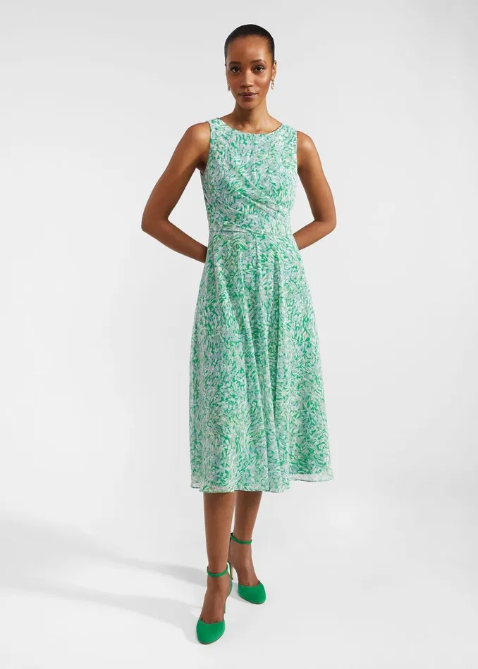Women Jess Fit And Flare Dress Green Multi Hobbs Dresses and Jumpsuits