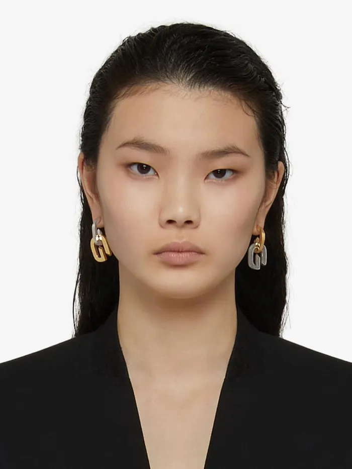 Women Jewelry Givenchy G Link Asymmetrical Earrings Goldensilvery Women Jewelry Givenchy G Link Asymmetrical Earrings Goldensilvery
