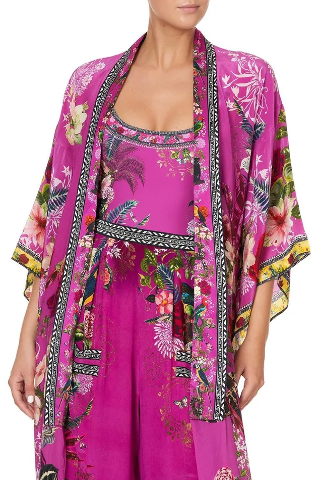 Women Kaftans and Coverups Camilla Kimono Coat Jungle Language