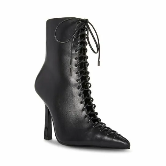 Women KATARI BLACK LEATHER Black Leather Steve Madden Boots and Booties Women KATARI BLACK LEATHER Black Leather Steve Madden Boots and Booties