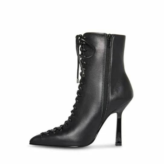 Women KATARI BLACK LEATHER Black Leather Steve Madden Boots and Booties Women KATARI BLACK LEATHER Black Leather Steve Madden Boots and Booties