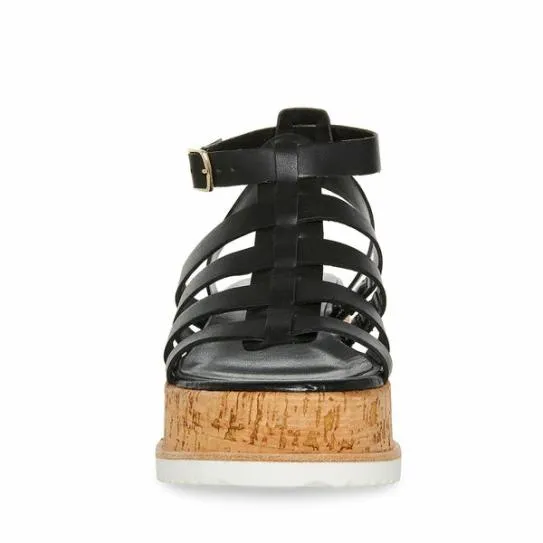 Women KAYDEE BLACK LEATHER Black Leather Steve Madden Sandals Women KAYDEE BLACK LEATHER Black Leather Steve Madden Sandals