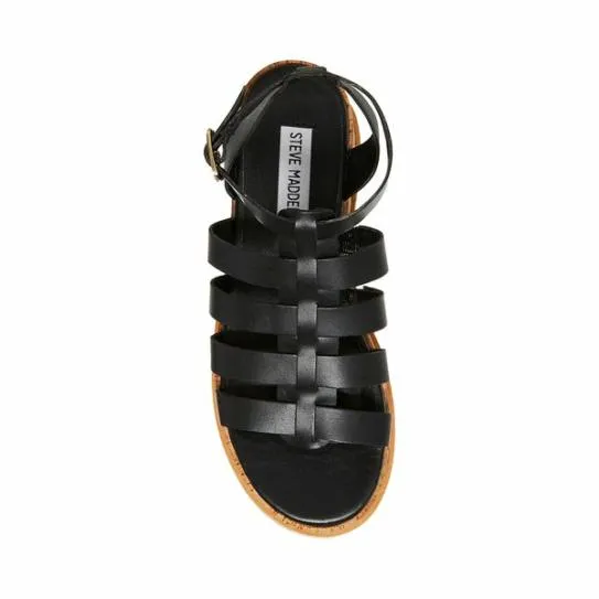 Women KAYDEE BLACK LEATHER Black Leather Steve Madden Sandals Women KAYDEE BLACK LEATHER Black Leather Steve Madden Sandals