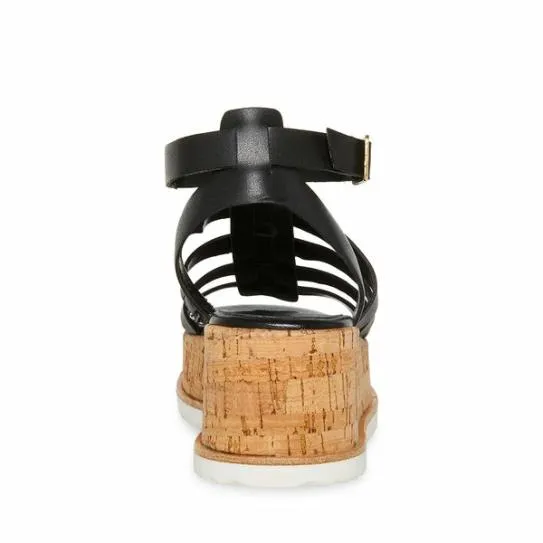 Women KAYDEE BLACK LEATHER Black Leather Steve Madden Sandals Women KAYDEE BLACK LEATHER Black Leather Steve Madden Sandals