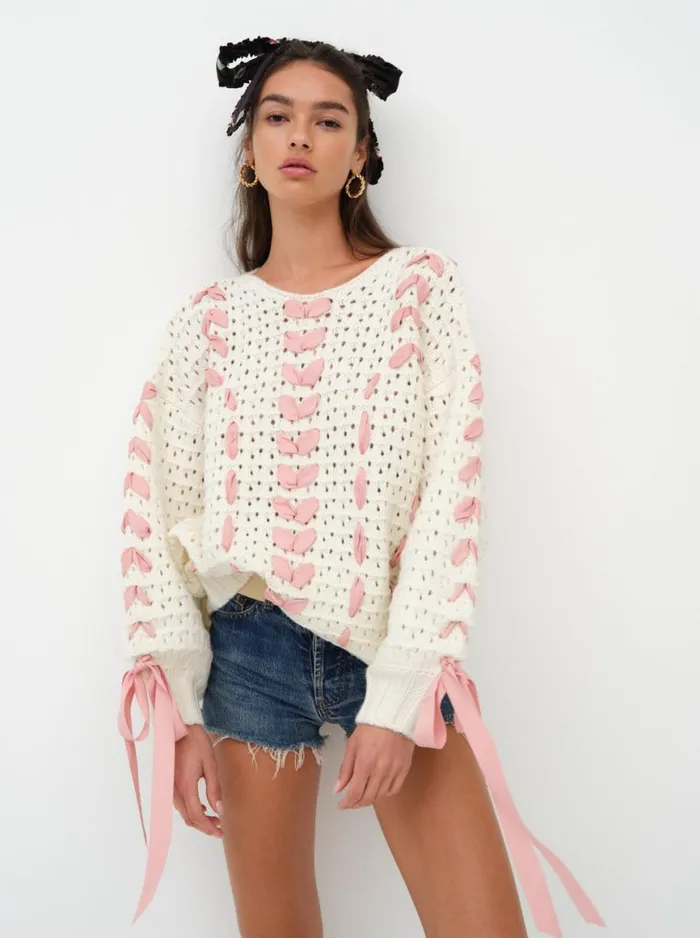 Women Knitwear For Love and Lemons Laurel Oversized Sweater Ivory