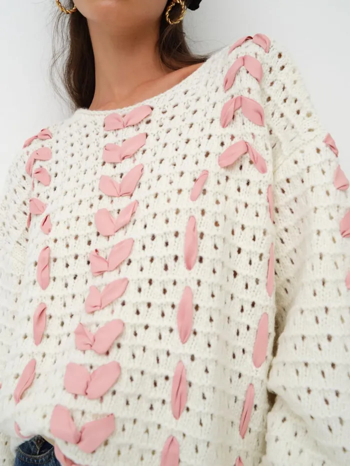 Women Knitwear For Love and Lemons Laurel Oversized Sweater Ivory Women Knitwear For Love and Lemons Laurel Oversized Sweater Ivory