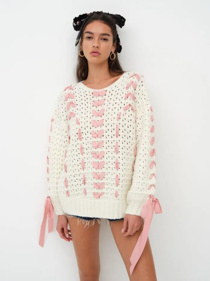 Women Knitwear For Love and Lemons Laurel Oversized Sweater Ivory Women Knitwear For Love and Lemons Laurel Oversized Sweater Ivory