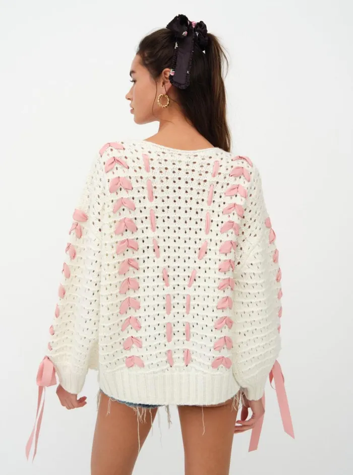 Women Knitwear For Love and Lemons Laurel Oversized Sweater Ivory Women Knitwear For Love and Lemons Laurel Oversized Sweater Ivory