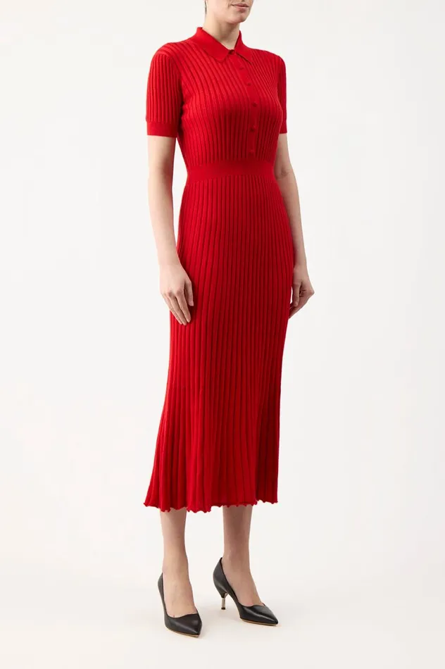 Women Knitwear Gabriela Hearst Amor Knit Dress In Red Topaz Cashmere Silk