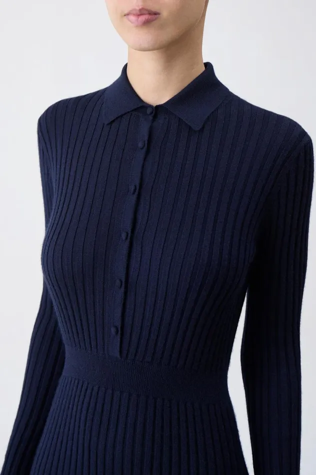 Women Knitwear Gabriela Hearst Ardor Knit Dress In Navy Cashmere Silk