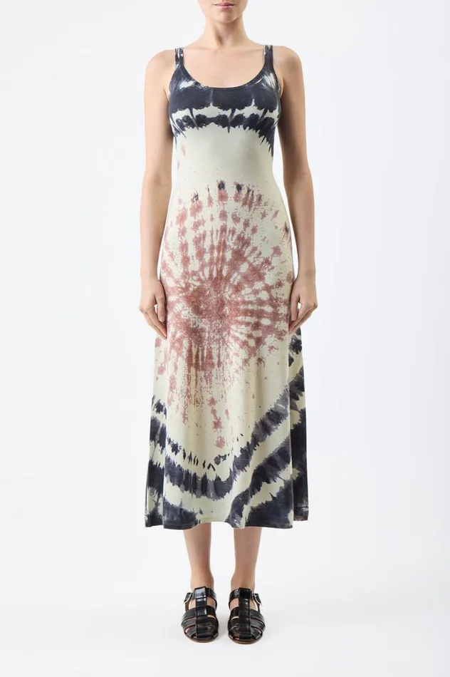 Women Knitwear Gabriela Hearst Beca Knit Dress In Deep Bordeaux Multi Tie Dye Cashmere