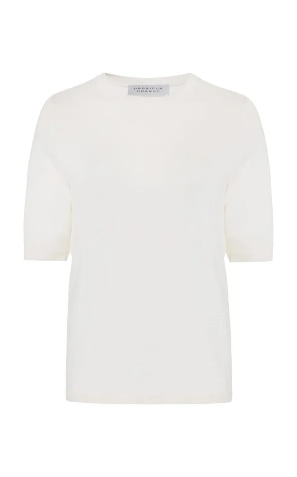 Women Knitwear Gabriela Hearst Brunner Knit TShirt In Ivory Cashmere Silk