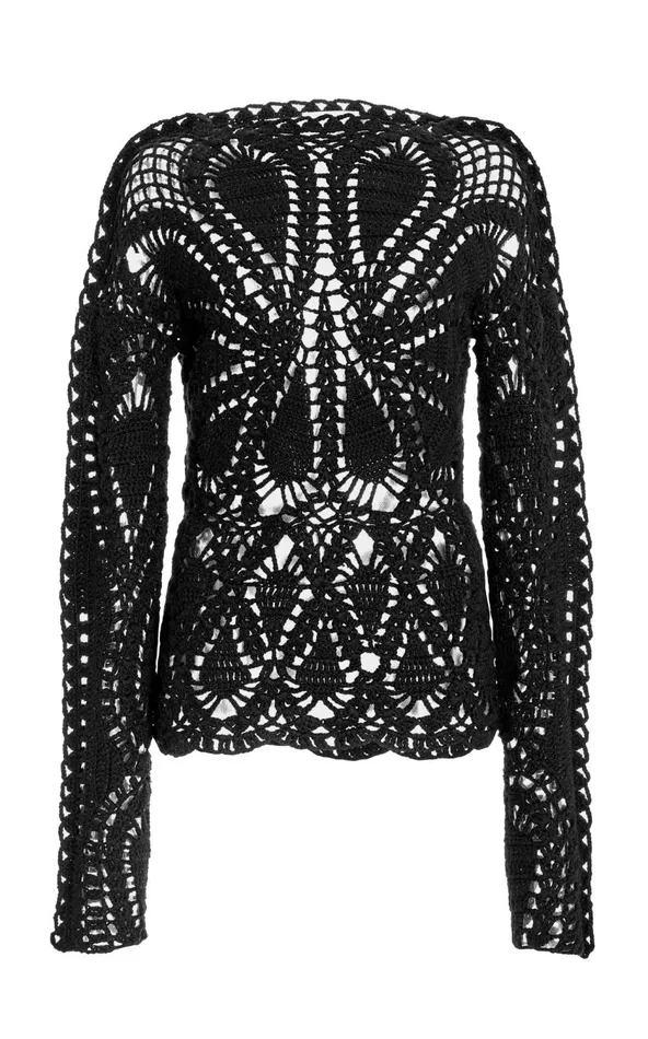 Women Knitwear Gabriela Hearst Capps Crochet Top In Black Wool Cashmere